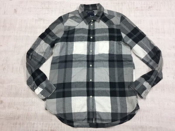 アメリカンイーグルアウトフィッターズ AMERICAN EAGLE OUTFITTERS アメカジ サーフ長袖ウエスタンシャツ レディース S グレー拍卖