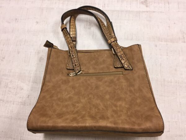 ノーブランド ワニ革クロコ型押し ハンドル レザー本革 セレブ ハンドバッグ カバン レディース キャメル拍卖