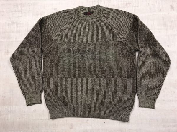 CHARLES JOURDAN Paris シャルルジョルダン レトロ モード 古着 畔編み クルーネック ニット セーター メンズ ウール100% S グレー拍卖