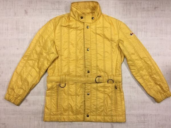Hauser sport レトロ オールド 古着 トラッド スタンドカラー ベルト付き キルティング ジャケット メンズ ナイロン100% M 黄色拍卖