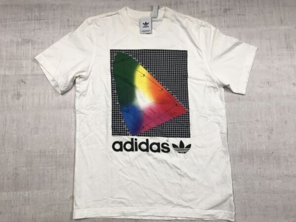 アディダス adidas ストリート カルチャー テック 80sライク・デザイン トレフォイル 三つ葉 半袖Tシャツ メンズ コットン100% M 白拍卖