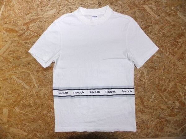 Reebok classic リーボック ロゴ ライン プリント ストリート スポーツ 半袖Tシャツ 白 サイズM メンズ拍卖
