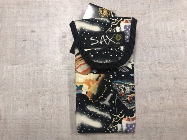 新品タグ付き SAX TOTES AND ACCESSORIES オールド インポート バッグ取り付け ストラップ付き 宇宙 コスモ 銀河 柄 ポーチ メンズ 黒拍卖