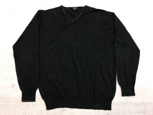 23区 HOMME コットンニット セーター メンズ Vネック オールド シンプル ベーシック スタンダード 48 黒拍卖