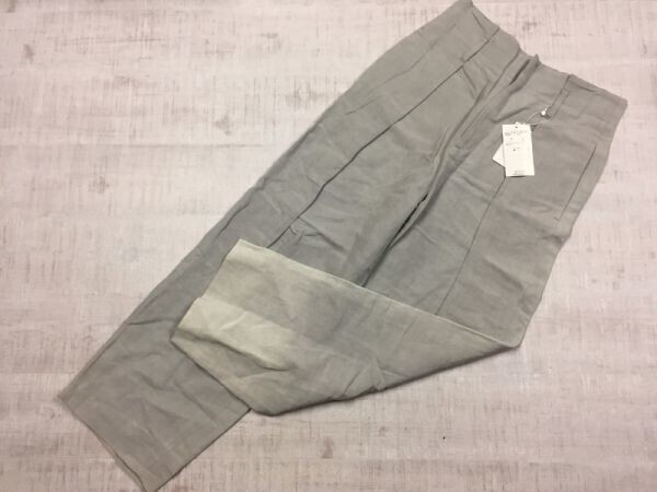 訳あり新品 ボールジィ Ballsey トゥモローランド tomorrow land 麻 ハイウエスト ワイド スラックスパンツ レディース 日本製 32 グレー拍卖