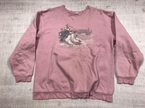 Northern Reflections アメカジ カントリー スーベニア オールド 90s 古着 風景プリント スウェット トレーナー レディース M ピンク拍卖