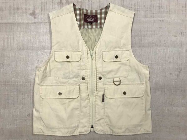 タラスブルバ TARAS BOULBA アウトドア レジャー フィッシング 釣り 裏地チェック切替 Vネック ベスト レディース 裏地メッシュ M ベージュ拍卖
