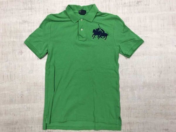 ポロ ラルフローレン Polo by Ralph Lauren スポーツ アメトラ ロゴ ビッグポニー 刺繍 鹿の子 半袖ポロシャツ キッズ 綿100% L 緑拍卖