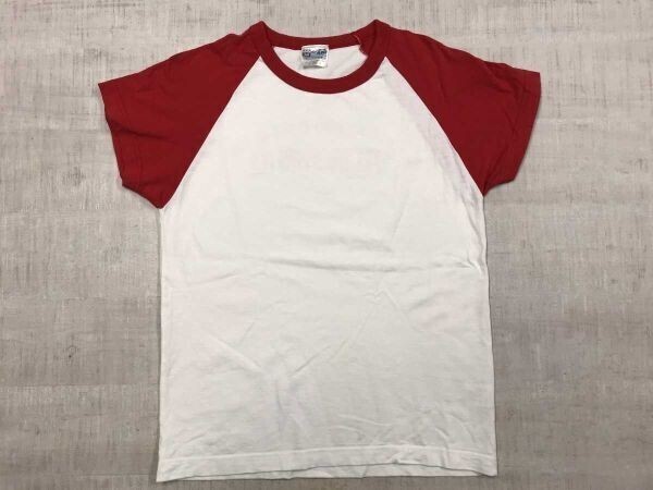 レトロ オールド スポーツ プラクティス ラグビー部 府中西 カレッジ Touch&Go ラグランスリーブ 半袖Tシャツ 男女兼用 綿100% S 白 赤拍卖