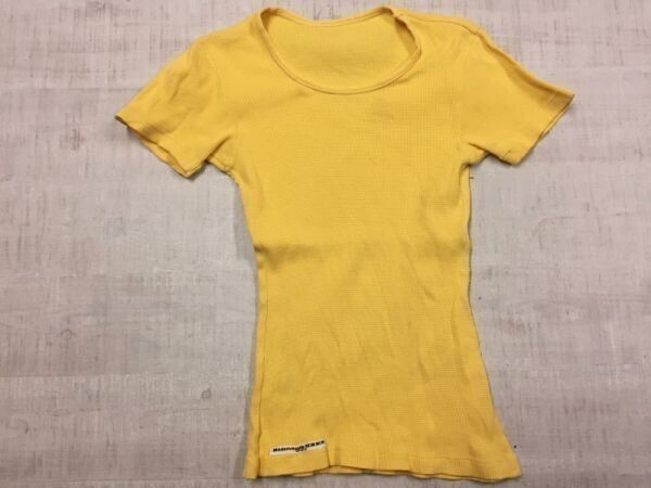 Mademoiselle NONNON SPORTS マドモアゼルノンノン ワッフル タイト トップス 半袖Tシャツ カットソー レディース 黄色拍卖