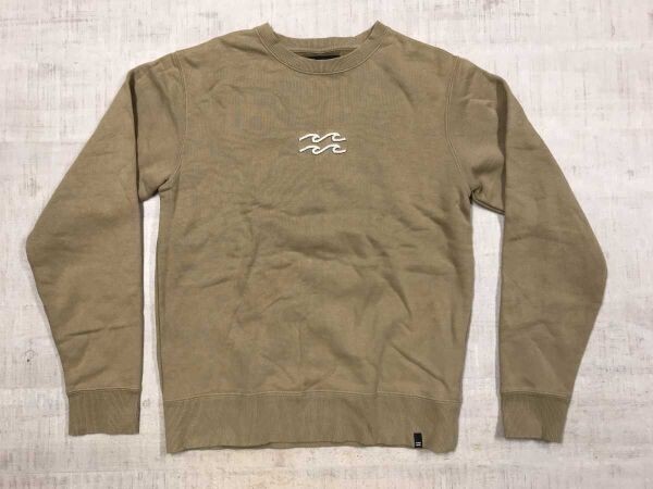 ビラボン BILLABONG アメカジ サーフ ストリート ロゴ 英字 立体刺繍 長袖 スウェット トレーナー メンズ コットン混合 S ベージュ拍卖