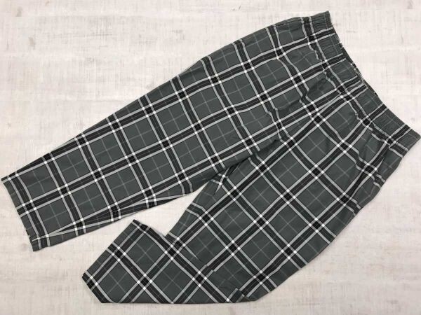 ジーユー GU レトロ トラッド ストリート チェック アンクル丈 ワイド テーパード パンツ ボトムス メンズ 大きいサイズ XXL グレー拍卖