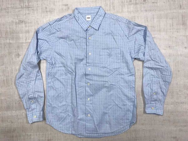 タケオキクチ TAKEO KIKUCHI 00s アメカジ トラッド ドット 水玉 クロス 刺繍 総柄 長袖シャツ メンズ コットン100% 2 水色拍卖