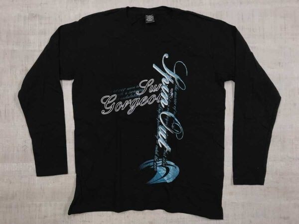 ZEKY FREESUAL 00s 平成レトロ アメカジ ビーチ アロハ サーフ ラメプリント 長袖Tシャツ ロンT メンズ コットン100% L 黒拍卖