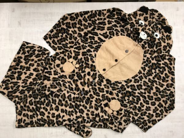 PRODERE アニマル 動物 コスプレ ユニーク 耳・顔つき 豹柄 レオパード つなぎ オールインワン きぐるみ F 茶色 男女兼用拍卖