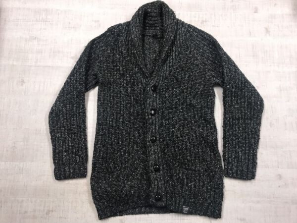 アズール マウジー AZUL moussy アメカジ ヘリテージ Y2K ショールカラー ヘチマ襟 霜降り ローゲージ ニット カーディガン メンズ S 黒拍卖