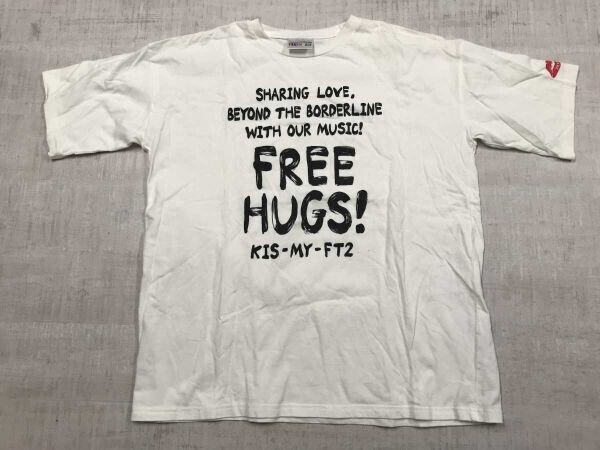 キスマイ Kis-My-Ft2 LIVE TOUR 2019 FREEHUGS! ライブツアー フリーハグズ アイドル グッズ 手描き風プリント 半袖Tシャツ 白拍卖