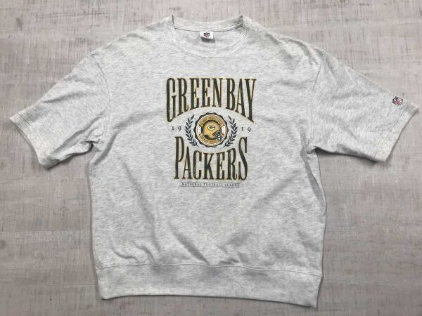 ジーユー GU NFL TEAM APPAREL アメフト コラボ GREENBAN PACKERS グリーンベイ・パッカーズ 半袖スウェットTシャツ メンズ M 木グレー拍卖
