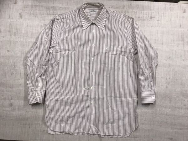 ミラショーン Mila Schon クラシック トラッド フォーマル ストライプ ボタンダウン 長袖 ドレス シャツ メンズ コットン100% 白 エンジ拍卖