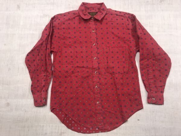 エディーバウアー Eddie Bauer オールド 90s アメカジ アウトドア 起毛 小紋柄 総柄 長袖シャツ 柄シャツ レディース コットン100% S 赤拍卖