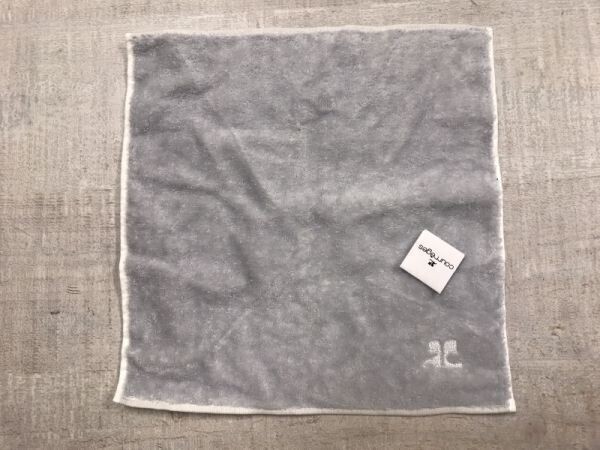 新品タグ付き クレージュ courreges ワンポイント刺繍 パイル ハンカチ お手拭き レディース 日本製 綿100% ベージュ拍卖