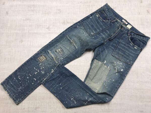 t.i.m.y レトロ オールド アメカジ グランジ クラッシュ リペア加工 ベイカー デニム パンツ ジーンズ ボトムス レディース 64-93-75 青拍卖