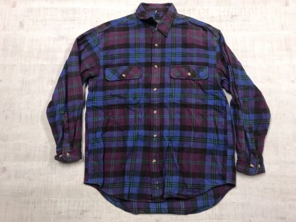 ネクストステージ NEXT STAGE オールド レトロ アメカジ ストリート スケート 90s 古着 長袖 ネル チェック シャツ メンズ M 紫拍卖