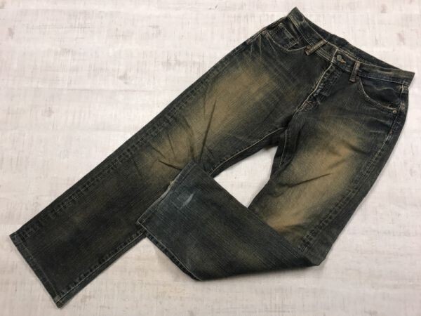 GL HEART オールド レトロ アメカジ ヘリテージ 古着 ストーンウォッシュ デニム パンツ ジーンズ ボトムス メンズ ジップフライ 29 青拍卖