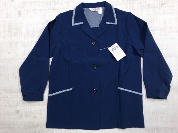 新品 Tomoe SAKURA 自重堂 昭和レトロ オープンカラー 作業時 ワークシャツ ジャケット レディース テイジンセルガード 日本製 L 紺拍卖