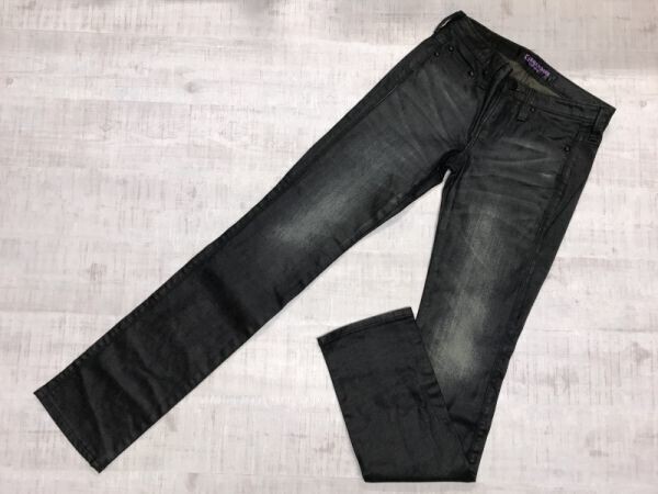 BACK NUMBER BLACK LABEL バックナンバー Y2K フェアリーグランジ古着 コーティング ストレッチ スキニー デニム パンツ レディース 25 黒拍卖