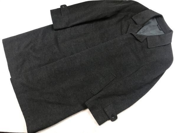 Noumi 野海 カシミヤ100% 国産 日本製 トラッド ビジネス モード シック 上質 比翼 バルマカーン ステンカラー コート メンズ M グレー拍卖