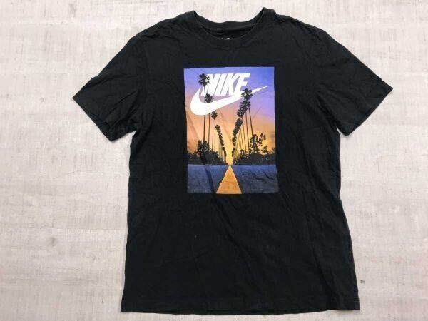 ナイキ NIKE スポーツ ストリート フォトプリント スウォッシュ スケート シティポップ 半袖Tシャツ カットソー メンズ L 黒拍卖