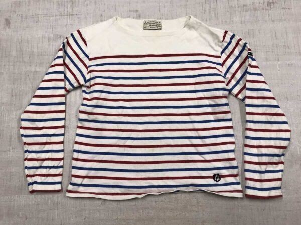 ビームス ハート BEAMS HEART マルチボーダー トリコロール バスクシャツ マリン ロンT 長袖Tシャツ カットソー レディース M 白 赤 青拍卖