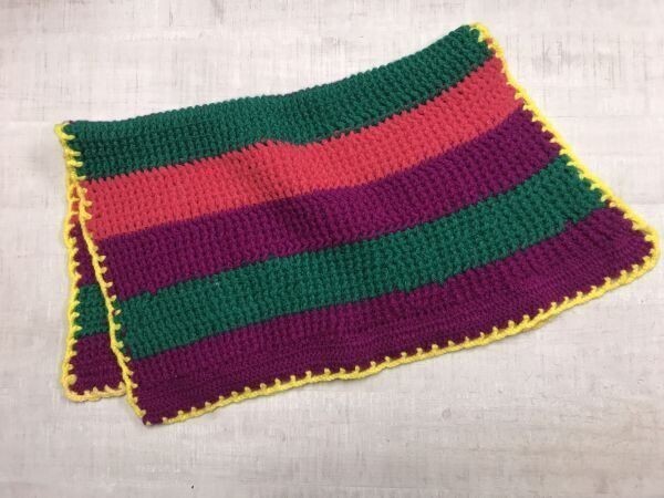 オールド レトロ カントリー モード クロシェ 鍵編み グラニー マルチラグ ブランケット 紫系拍卖