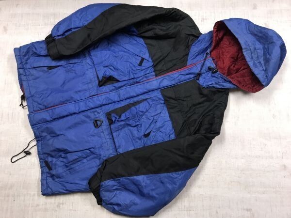 SYNTHETIC レトロ アウトドア ストリート スポーツ 古着 中綿パーカー ジャケット メンズ マルチポケット ナイロン100% M 青 黒拍卖