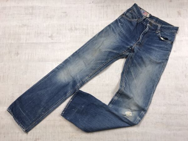 ボブソン BOBSON オールド アメカジ ワーク USEDウォッシュ スリム デニム パンツ ジーンズ ボトムス レディース ジップフライ 27 青拍卖