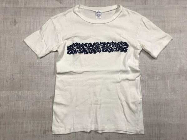 Believe Athletic スーベニア オールド アメカジ アロハ柄プリント 半袖Tシャツ カットソー レディース フロッキープリント L 白拍卖