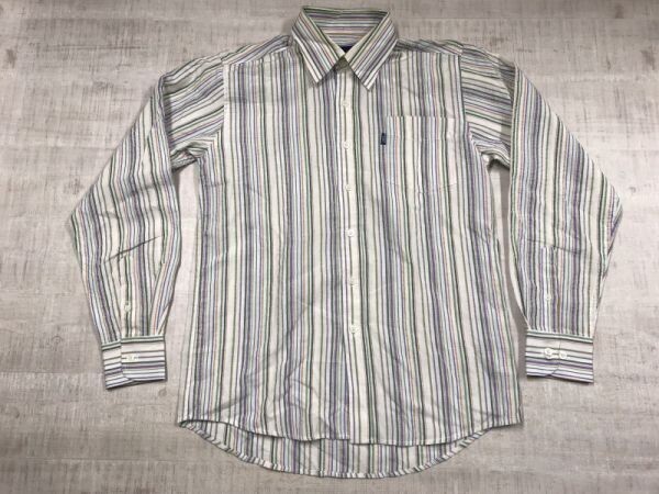 レガッタクラブ REGATTA CLUB レトロ オールド トラッド 古着 マルチストライプ シアサッカー 長袖シャツ メンズ M 白系拍卖
