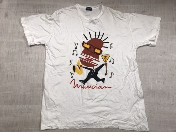 ピックヒッツ PICK HITS オールド 90s アメカジ リゾート イラスト Musician ミュージシャン ギター サックス 半袖Tシャツ メンズ F 白拍卖