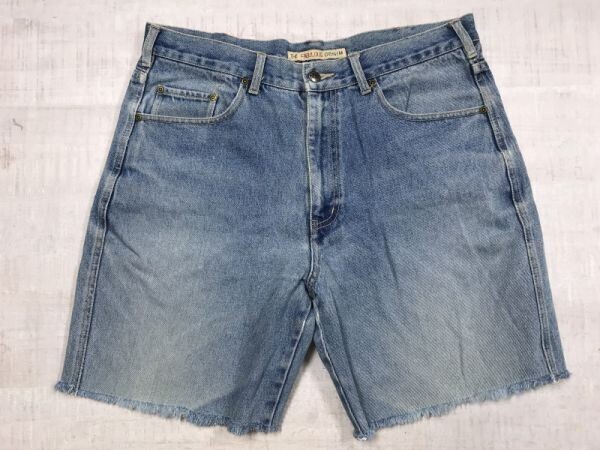 B&T JEANS オールド サーフ ストリート カットオフ ビッグシルエット ハーフ ショート デニム ジーンズ パンツ メンズ ジップフライ 青拍卖