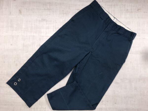 ディッキーズ Dickies アメカジ ストリート センタープレス 裾ハトメ ストレート ワーク パンツ ボトムス メンズ TCツイル 33×32 紺拍卖