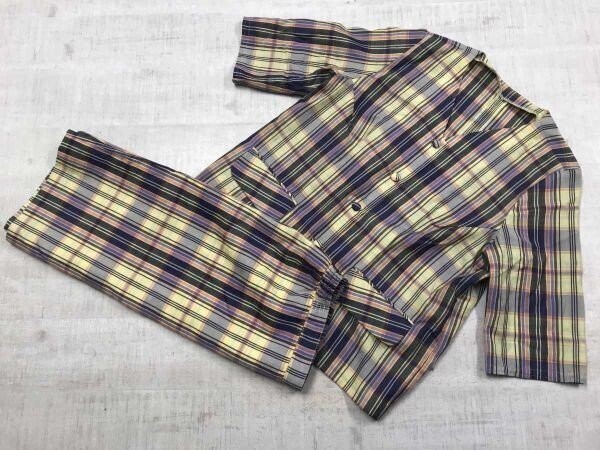 昭和 レトロ オールド OLD 古着 チェック ジャケット スカートスーツ 上下セットアップ レディース 黄色拍卖