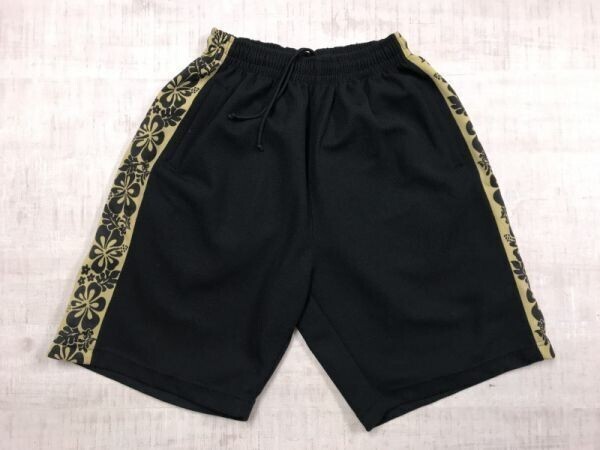 YS DREAM レトロ アメカジ サーフ ストリート スポーツ ハイビスカス サイドライン ハーフ イージー ショート パンツ メンズ M 黒拍卖