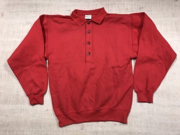 CHEETAH By MERVYN'S 韓国製 90s 無地 プレーン アメカジ スポーツ ストリート 襟付き スウェット シャツ トレーナー メンズ S 赤拍卖