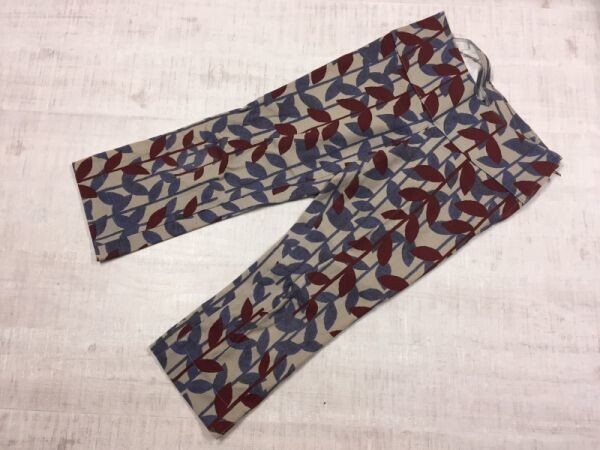 STILL LIFE Sabena サベナ レトロ 総柄 プリント・キャンバス クロップド 七分丈 パンツ ボトムス レディース 日本製 40 ベージュ系拍卖