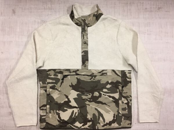 オールドネイビー Old Navy アメカジ ミリタリー 迷彩カモフラ 異素材切替 ボアフリース ジャケット プルオーバー メンズ S 白緑拍卖