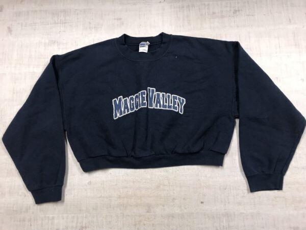 MAGGIE VALLEY ギルダン GILDAN オールド アメカジ US古着 クロップド リメイク スウェット トレーナー トップス レディース XL 紺拍卖