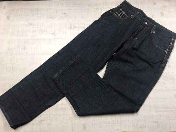 ネオグランジ ネオお兄系 Y2K 00s 変形 チェック切替 ストレート デニム パンツ ジーンズ ボトムス メンズ ジップフライ LL 紺拍卖