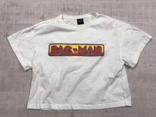 ジーユー GU × パックマン PAC-MAN ゲーム コラボ クロップド ショート丈 トップス 半袖Tシャツ カットソー レディースL 白拍卖