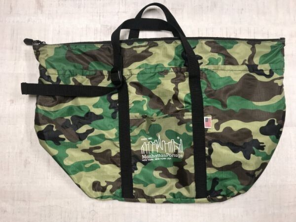 マンハッタンポーテージ Manhattan Portage 迷彩カモフラ レジャー リップストップ マチ付 トートバッグ カバン メンズ カーキ拍卖
